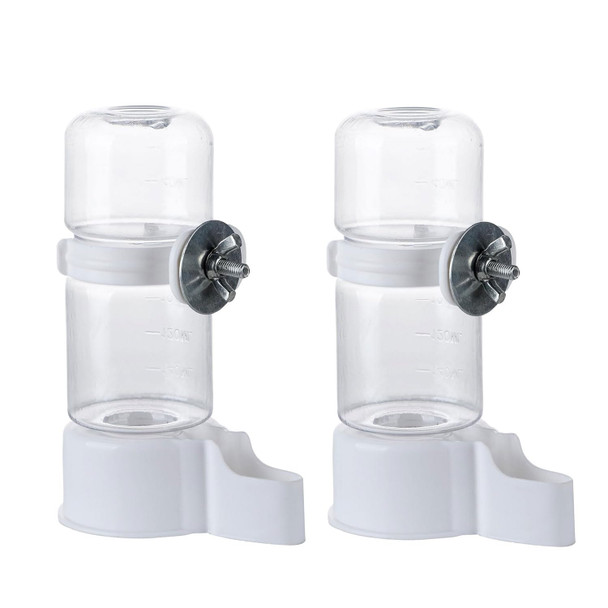 Otkarxus Automatic Bird Feeder And Water Dispenser 2Pcs Cage Accessories For Parrots Budgie Lovebirds Parakeet Cockatiel - Food Seed And Bottle Drinker (White 140Ml)