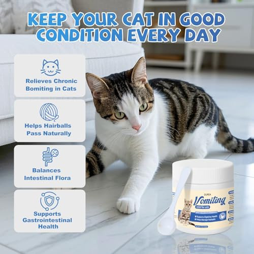 Ourea Cat Vomit Remedy Vomiting Supplement For Cat Furball Treatment For Cats Probiotic For Cats Helps Soothes Sensitive Stomachs And Supports Digestive Comfort142G (5 Oz)