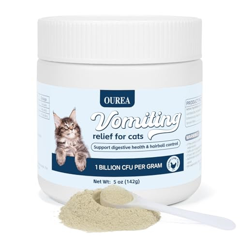 Ourea Cat Vomit Remedy Vomiting Relief For Cats Cat Vomiting Relief Supplement With Probiotic Probiotic For Cats Relieves Dry Retching Helps Expel Hairballs And Supports Intestinal Health (5 Oz)
