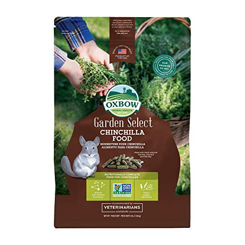 Oxbow Animal Health Garden Select Chinchilla Food Garden-Inspired Recipe For Chinchillas Of All Ages Vitamin & Mineral Rich Pet Food Pellets Non-Gmo Made In Usa Hay 3 Pound Bag