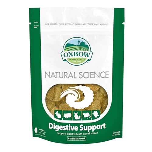Oxbow Natural Science Digestive Support High Fiber Supplement For Rabbit & Guinea Pig Made With Timothy Hay Includes Chicory Root Ginger Root Chamomile Made In Usa 4.2 Oz Bag