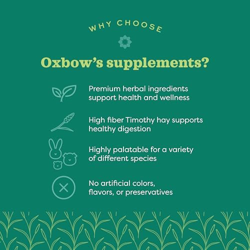 Oxbow Natural Science Digestive Support High Fiber Supplement For Rabbit & Guinea Pig Made With Timothy Hay Includes Chicory Root Ginger Root Chamomile Made In Usa 4.2 Oz Bag