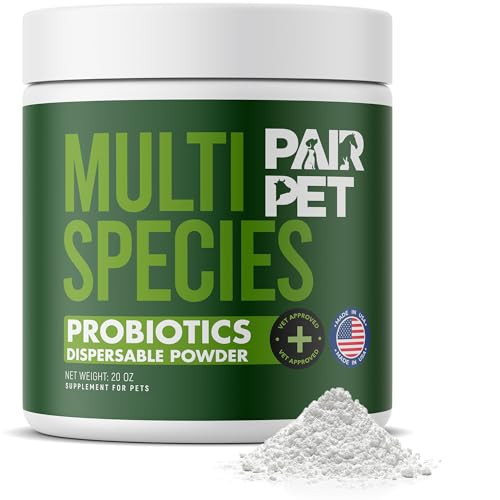 Pair Pet Probiotics For Dogs Cats Horses Goats Cows & Pigs Multi Species Dispersible Powder Supplements For Digestive Health Cat & Dog Probiotics Vet Approved & Made In Usa 10 Oz Pair Pet