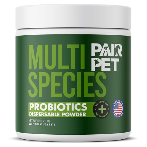 Pair Pet Probiotics For Dogs Cats Horses Goats Cows & Pigs Multi Species Dispersible Powder Supplements For Digestive Health Cat & Dog Probiotics Vet Approved & Made In Usa 10 Oz Pair Pet