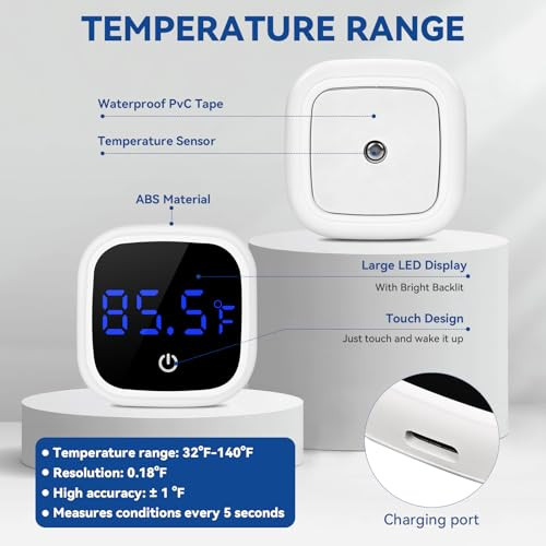 Paultemp Rechargeable Digital Aquarium Water Thermometer With Hd Led Screen Display Ãƒšã‚±1Ãƒ¢Ã‚‚¬Å½Ã¢‚¬° Fish Tank Decoration Accessories For Betta Axolotl Shrimp Turtle Reptile & Aquatic