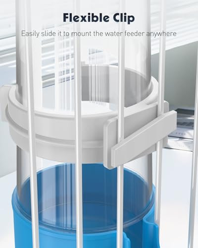 Pawfly 2 Pcs Bird Water Dispenser Automatic Water Feeder Cage Accessories For Parrot & Hamster Bird Feeder For Cage White & Blue Waterer For Small Parakeet Cockatiel Budgie Lovebirds