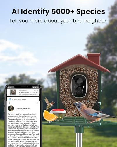 Peeipm Smart Bird Feeder With Camera Outdoor: Solar Birdfeeder Cam For Outside Garden - 2K Hd Live Video Camera Ai Recognition Visible Window Auto Capture - Bird Lover S