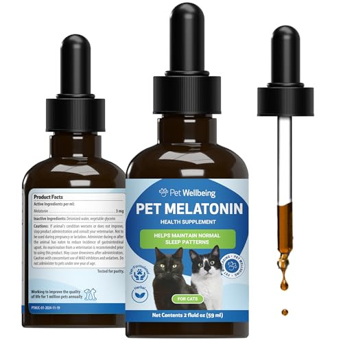 Pet Wellbeing Pet Melatonin For Cats - Vet-Formulated Holistic Feline Sleep Support - Healthy Sleep Patterns Circadian Rhythm Balance - Cat-Safe Liquid Melatonin Supplement 2 Oz (59Ml)
