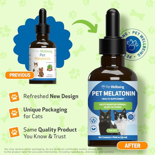 Pet Wellbeing Pet Melatonin For Cats - Vet-Formulated Holistic Feline Sleep Support - Healthy Sleep Patterns Circadian Rhythm Balance - Cat-Safe Liquid Melatonin Supplement 2 Oz (59Ml)