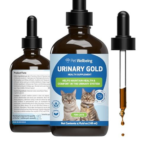 Pet Wellbeing Urinary Gold For Cats - Vet-Formulated Multi-Herb Urinary Tract Support - Feline Bladder Health & Urinary System Wellness - Holistic Cat Supplement - Liquid Formula 4 Oz (118 Ml)