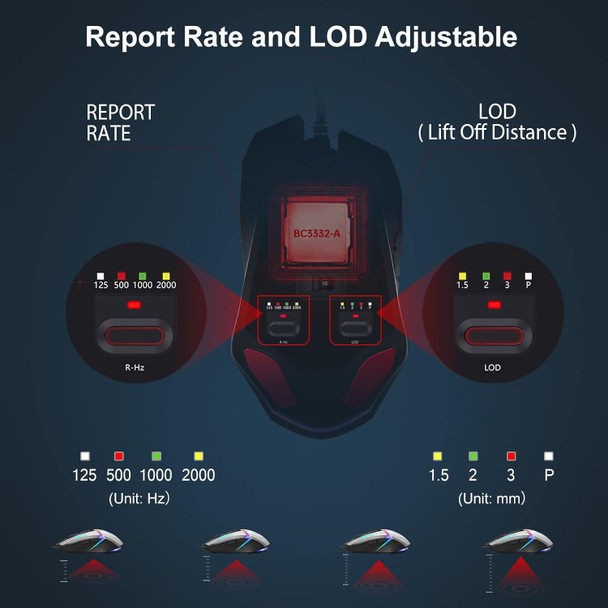 Bloody W60Max Wired RGB FPS Gaming Mouse, 10000 CPI, All Buttons Programmable, 2000Hz Report Rate, 250 IPS, 4M Onboard Memory (Gungrey)