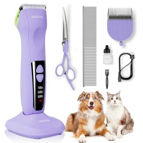 Petopia Dog Clippers For Grooming Pet Grooming Supplies Kit Professional Grooming Clippers For Thick Coats With 2&9Mm Blade Combs And Curved Scissor Low Noise Cat Poodles Electric Shaver Cordless