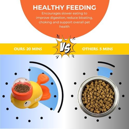 Pets Sparkle Duck Dog Treat Dispenser Toy - Anti-Slip Interactive Slow Puzzle Feeder For Dogs & Cats - 3 Challenge Lids For Iq Training Mental Enrichment For Small Medium & Large Dogs