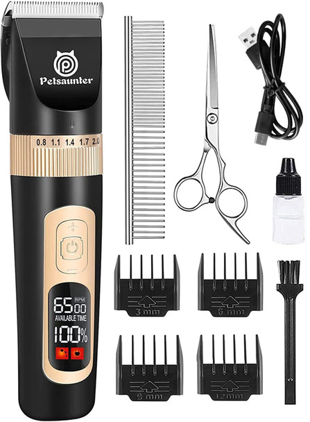 Petsaunter Dog Clippers For Grooming 4-Speed & Lcd Low Noise Electric Trimmer For Grooming Typec Rechargeable Dog Hair Clippers Super Quiet For Dogs & Pets With Thick Or Heavy Coats(C95)