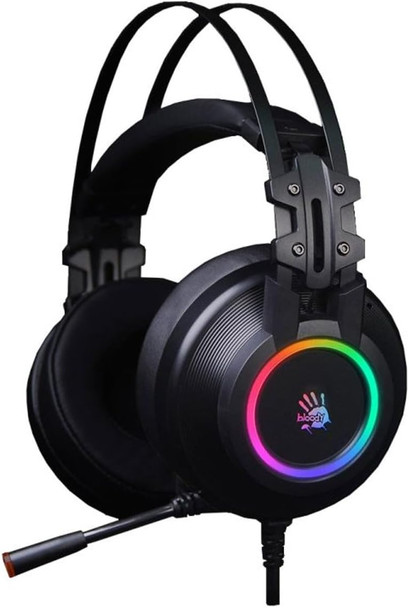 Bloody G528C Wired RGB Gaming Headset, 7.1 Virtual Surround Sound, Noise Cancelling Microphone with Braided USB Cable, On-Ear Volume Control for FPS MMO Games