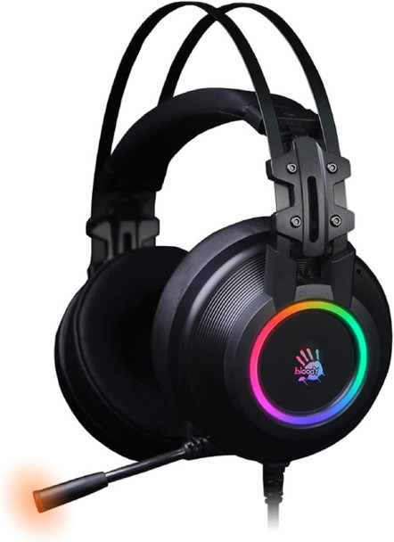 Bloody G528C Wired RGB Gaming Headset, 7.1 Virtual Surround Sound, Noise Cancelling Microphone with Braided USB Cable, On-Ear Volume Control for FPS MMO Games