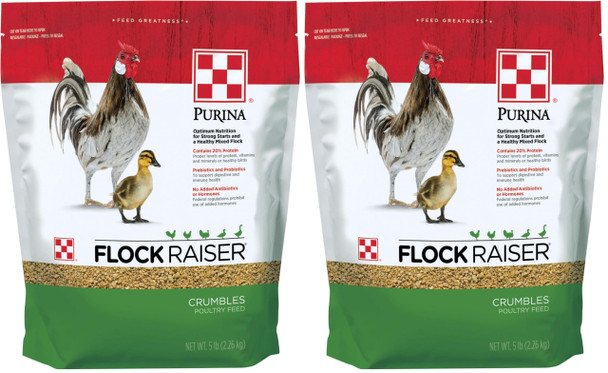 Purina Flock Raiser Crumbles Poultry Feed Nutritionally Complete - 5 Pound (5 Lb) Bag