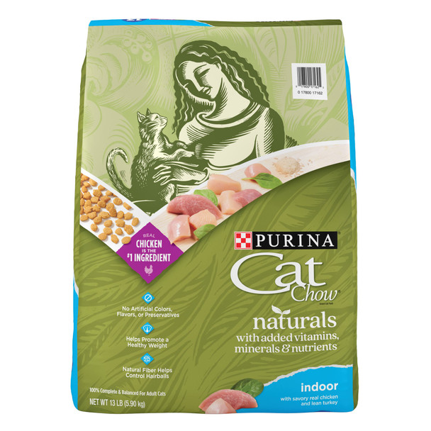 Purina Cat Chow Hairball Healthy Weight Indoor Natural Dry Cat Food Naturals Indoor - (Pack Of 4) 3.15 Lb. Bags