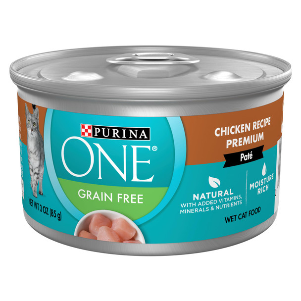 Purina One Natural High Protein Grain Wet Cat Food Pate Beef Recipe - (Pack Of 24) 3 Oz. Pull-Top Cans