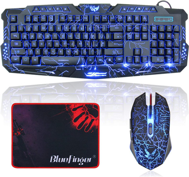 Gaming Keyboard and Mouse,USB Wired Backlit Gaming Mouse and Keyboard Combo,Letters Glow, 3 Color Crack Backlit,Illumination Keyboard and Mouse Set for Game and Work Gaming Keyboard and Mouse,USB Wired Backlit Gaming Mouse and Keyboard Combo,Letters Glow, 3 Color Crack Backlit,Illumination Keyboard and Mouse Set for Game and Work