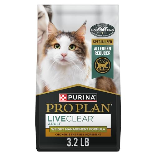 Purina Pro Plan Liveclear Cat Food Weight Management And Cat Allergen Reducer Chicken And Rice Formula - 3.2 Lb. Bag