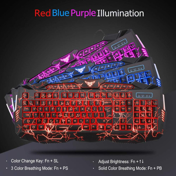 Gaming Keyboard Mouse Headset Combo,USB Wired Crack Backlit Keyboard,114 Keys Letters Glow LED Keyboard,Red LED Light Headset for Laptop PC Computer Work and Game Gaming Keyboard Mouse Headset Combo,USB Wired Crack Backlit Keyboard,114 Keys Letters Glow LED Keyboard,Red LED Light Headset for Laptop PC Computer Work and Game