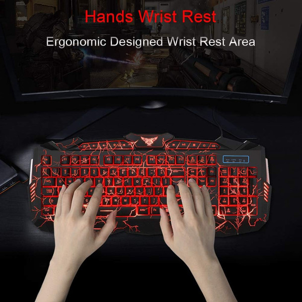 Gaming Keyboard Mouse Headset Combo,USB Wired Crack Backlit Keyboard,114 Keys Letters Glow LED Keyboard,Red LED Light Headset for Laptop PC Computer Work and Game Gaming Keyboard Mouse Headset Combo,USB Wired Crack Backlit Keyboard,114 Keys Letters Glow LED Keyboard,Red LED Light Headset for Laptop PC Computer Work and Game