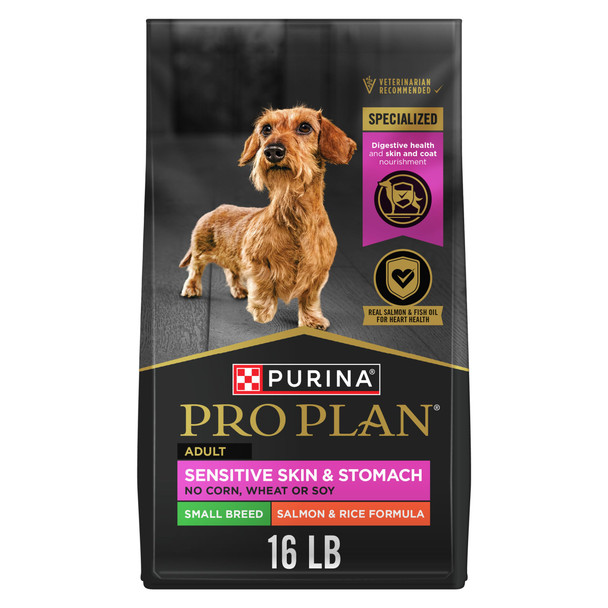 Purina Pro Plan Sensitive Skin And Stomach Dog Food Small Breed Adult Salmon & Rice Formula - 4 Lb. Bag
