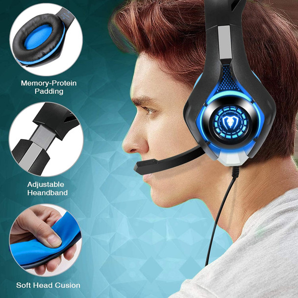 Professional 3.5mm PS4 Gaming Headset Headphone with Mic and LED Lights for Playstation 4, PS5, Xbox one,Laptop, Computer (Blue) Professional 3.5mm PS4 Gaming Headset Headphone with Mic and LED Lights for Playstation 4, PS5, Xbox one,Laptop, Computer (Blue)
