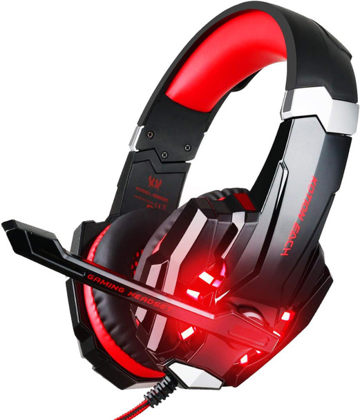 BlueFire Stereo Gaming Headset for PS4, PS5, PC, Xbox One, Noise Cancelling Over Ear Headphones with Mic, LED Light, Bass Surround, Soft Memory Earmuffs for Laptop Nintendo Switch (Black-Red) BlueFire Stereo Gaming Headset for PS4, PS5, PC, Xbox One, Noise Cancelling Over Ear Headphones with Mic, LED Light, Bass Surround, Soft Memory Earmuffs for Laptop Nintendo Switch (Black-Red)