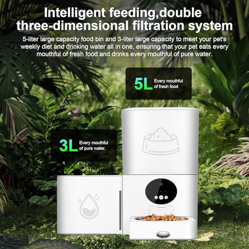Runant D Automatic Pet Feeder & Waterer Wifi-Enabled Feeder Supports 2.4Ghz & 5Ghz All-In-One Food And Water Dispenser With Remote Care For Every Meal