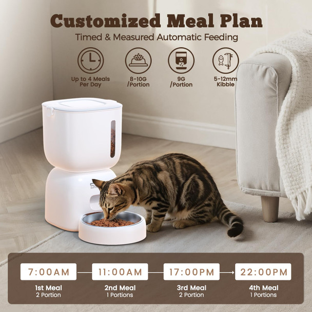 Sandpoy Automatic Cat Feeder And Water Dispenser Fw1 3L Cat Food Dispenser With Locking Lid Two-In-One Set Timed Dog Feeder For Cats And Puppies Pet Feeder With Portion Control 4 Daily Meals
