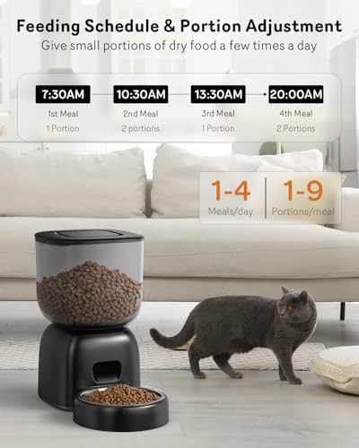 Sarpaws Automatic Cat Feeder 3L Cat Food Dispenser Battery-Operated With 180-Day Battery Life Timed Pet Feeder For Cats And Dogs Desiccant Bag Programmable Portion Control 10S Voice Recorder
