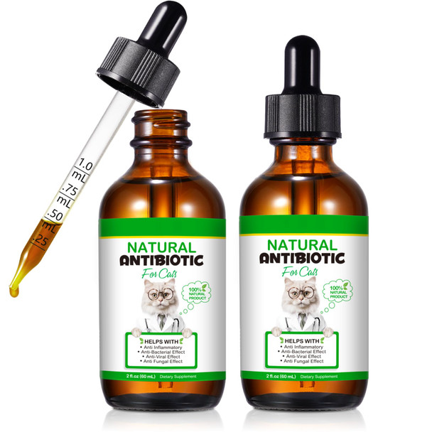 Sdjufei Natural Antibiotics For Cats Pet Supplements 2 Fl Oz / 1 Pack Cats Multivitamin Cat Antibiotic Supports Cat Allergy Itch Relief Chicken Flavor