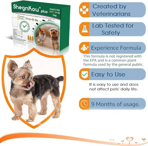 Shengkou Natural Puppy Flea & Tick Treatment (4-44 Lbs) 9-Month Protection + Tools Vet-Reviewed Formula