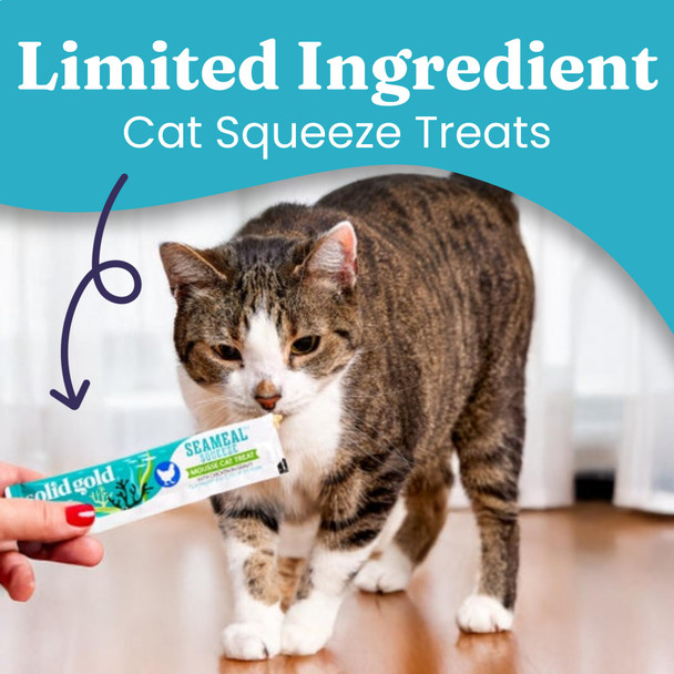 Solid Gold Lickable Cat Treats - Limited Ingredient Chicken Seamealã£¢Ã‚‚¬Å½Ã¢¢ Squeezable Healthy Cat Treats For Indoor Cats - Snack & Topper Squeeze Ups For Cats W/Seaweed For Gut & Immune Support - 3Oz/30Ct
