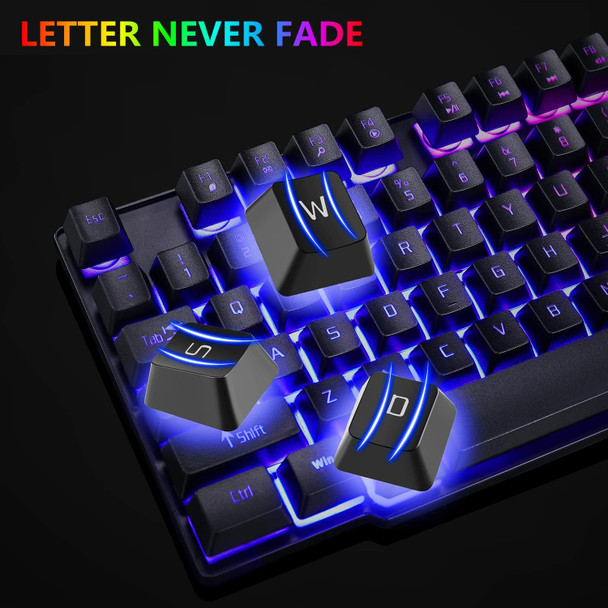 RGB Gaming Keyboard and Colorful Mouse Combo,USB Wired LED Backlight Gaming Mouse and Keyboard for Laptop PC Computer Gaming and Work,Letter Glow,Mechanical Feeling RGB Gaming Keyboard and Colorful Mouse Combo,USB Wired LED Backlight Gaming Mouse and Keyboard for Laptop PC Computer Gaming and Work,Letter Glow,Mechanical Feeling
