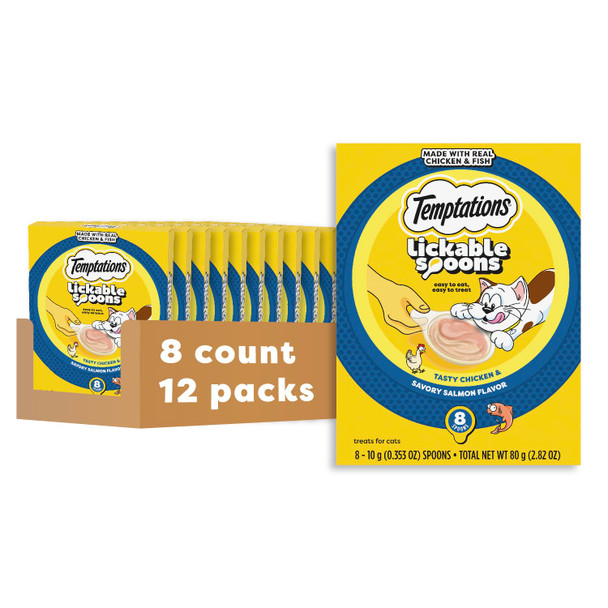 Temptations Lickable Spoons Adult Wet Cat Treat 24 Spoons Variety Pack