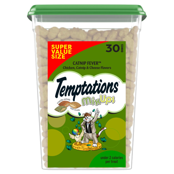 Temptations Mixups Catnip Fever Flavor Crunchy And Soft Cat Treats 30 Oz. Tub
