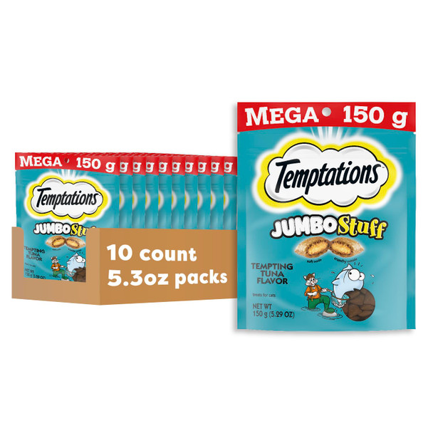 Temptations Jumbo Stuff Crunchy And Soft Cat Treats Tempting Tuna Flavor 14 Oz. Tub