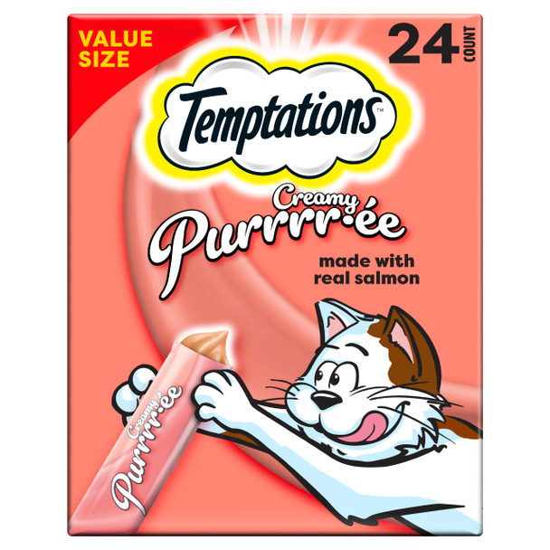 Temptations Creamy Puree Variety Pack Of Lickable Cat Treats 0.42 Oz. Tubes 48 Count