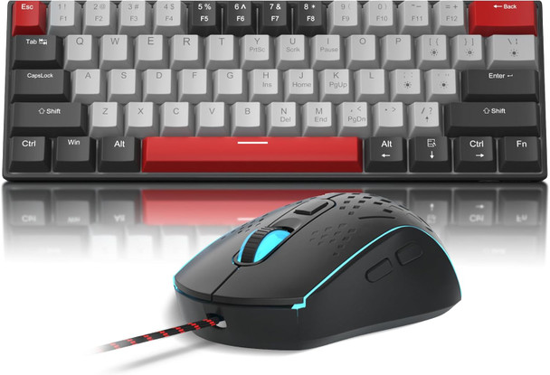 Gaming Keyboard and Mouse Combo, 60% Compact Mechanical Keyboard with Blue LED Backlit, PC Gaming Keyboard and Mouse,Detachable Type C to A Cable Wired Keyboard for PC/Laptop Gaming Keyboard and Mouse Combo, 60% Compact Mechanical Keyboard with Blue LED Backlit, PC Gaming Keyboard and Mouse,Detachable Type C to A Cable Wired Keyboard for PC/Laptop