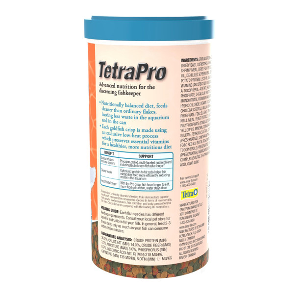 Tetrapro Goldfish Crisps Fish Food Enhanced With Biotin For Optimal Health 3.03 Oz