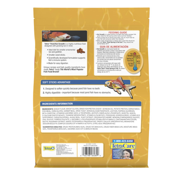 Tetrapond Koi Growth 4.85 Pounds Soft Sticks Pond Fish Food