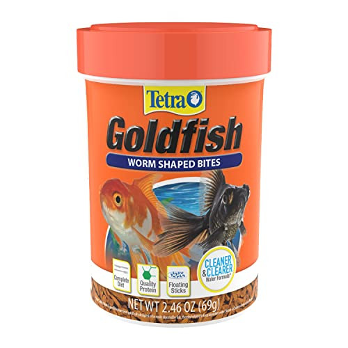 Tetra Goldfish Worm Shaped Bites Fish Food 2.46 Oz. Complete Food For All Goldfish