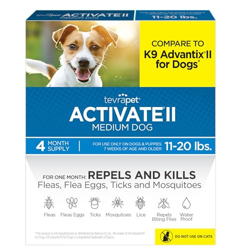 Tevrapet Activate Ii Flea And Tick Prevention For Dogs 4 Count Medium Dogs 11-20 Lbs Topical Drops 4 Months Flea Treatment