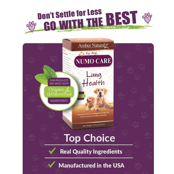 Amber NaturalZ Numo Care Respiratory Support for Dogs | Herbal Formula to Help Maintain Normal Lung Function, Clear Airways, and Immune Health | Natural Aid for Breathing Comfort 4 Fluid Ounce
