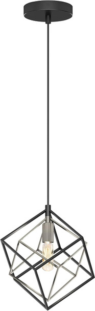 artika Imperium 25W 1-Light Modern Mid-Century Pendant Light Fixture, Black and Gold Finish - Geometric Kitchen Island Light, Made of Steel, Bulb Not Included