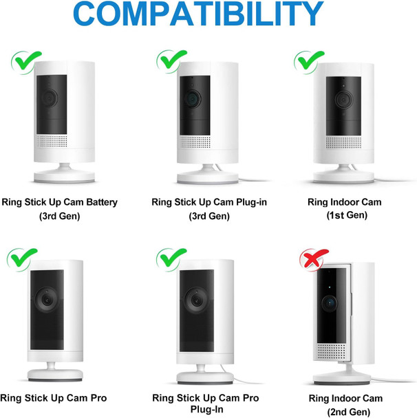 2Pack Adjustable Security Wall Mount Bracket for Ring Stick Up Cam & Ring Indoor Cam(1st Gen), Perfect View Angle for Ring Surveillance Camera System - White 2Pack Adjustable Security Wall Mount Bracket for Ring Stick Up Cam & Ring Indoor Cam(1st Gen), Perfect View Angle for Ring Surveillance Camera System - White