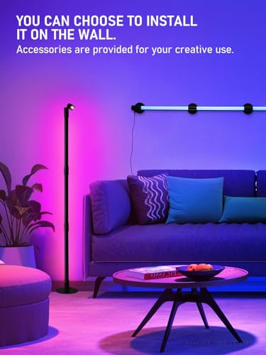 LEONLITE LED Corner Floor Lamp with Spotlight, 360° RGBW Floor Lamp with Music Sync, Remote Control for Reading, Living Rooms, Bedrooms, Desktop